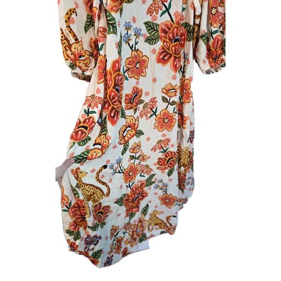 Farm Rio Anthropologie Long Tunic Top Duster Shirt Dress Leopard Floral S NWT - Picture 11 of 12